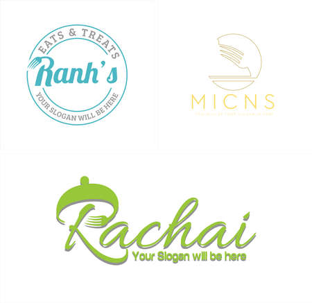 Modern restaurant symbol icon fork serving dish logo designのイラスト素材