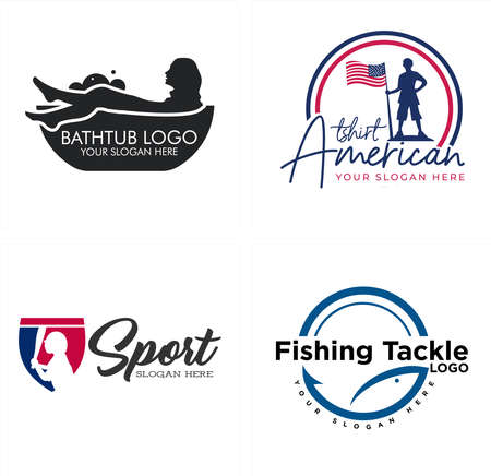 Modern fishing baseball sport and furniture bathtub logo designのイラスト素材