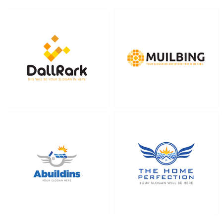 Modern home perfection energy solar panel logo designのイラスト素材