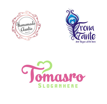 Modern homemade craft swirl feather logo designのイラスト素材