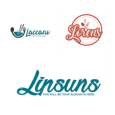 Food restaurant emblem spoon fork logo designのイラスト素材