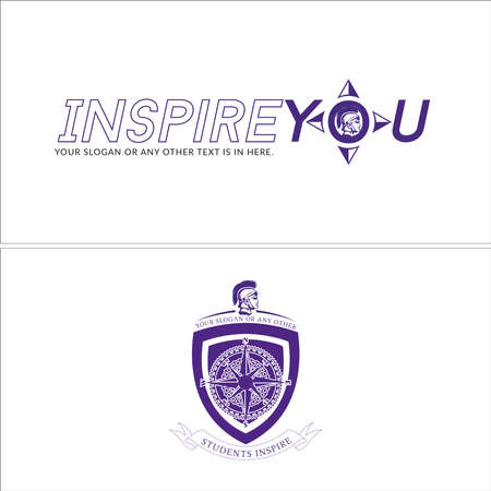 Set of compass troops soldier head badge logo designのイラスト素材