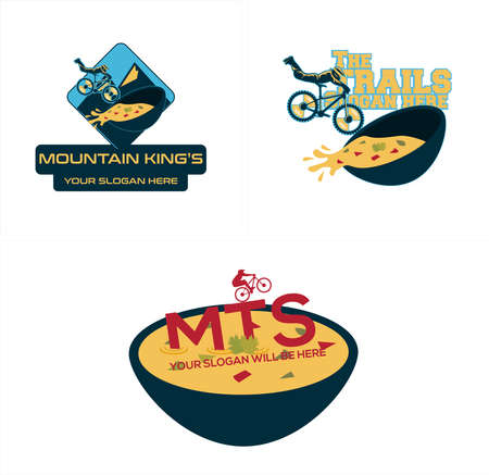 Set of mountain bike restaurant food soup logo designのイラスト素材