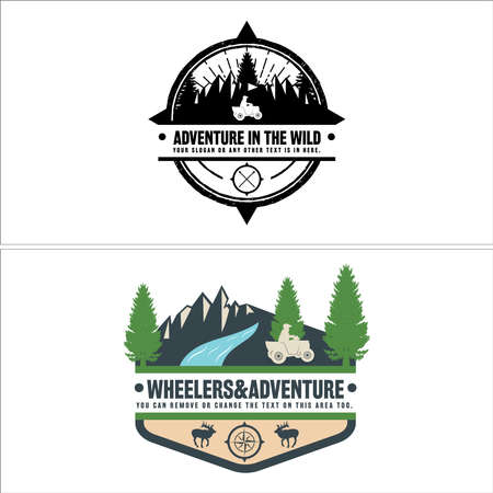Vintage set of adventure mountain forest logo designのイラスト素材