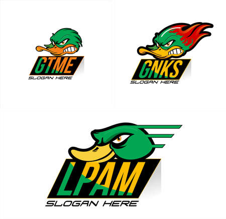 Modern angry duck head vector illustration logo designのイラスト素材