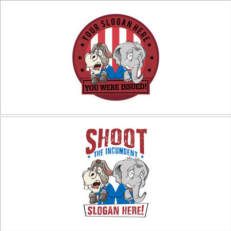 Modern animal crying emblem donkey elephant cartoon character logo designのイラスト素材