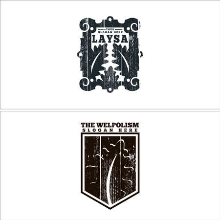 Shield badge vintage leaf logo designのイラスト素材