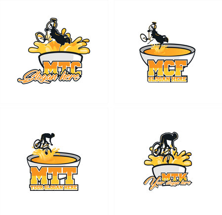 Set of mountain bike restaurant food soup logo designのイラスト素材
