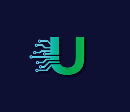 U Alphabet Data Storage Technology Logo Design Conceptのイラスト素材