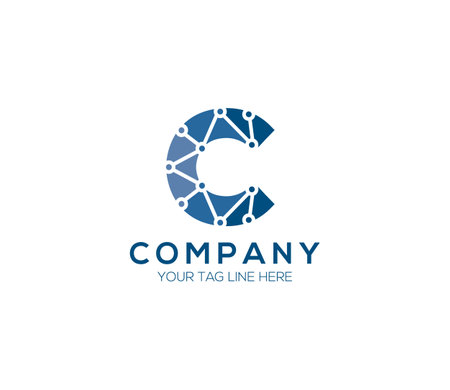 C Alphabet Data Technology Logo Design Conceptのイラスト素材