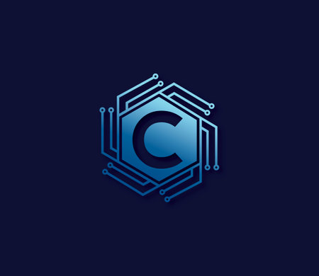 C Alphabet Technology Logo Design Conceptのイラスト素材