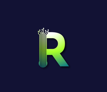 R Alphabet Technology Data Circuit   Design Company Conceptのイラスト素材