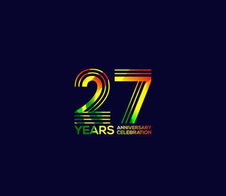 27 Year Anniversary Vector Template Design Illustration Blue Elegant White Backgroundのイラスト素材