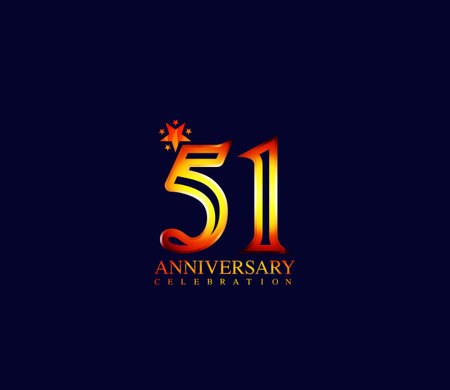 51 Years Anniversary Celebration Vector Template Design Illustration Gold Elegant White Backgroundのイラスト素材