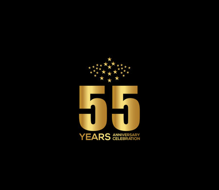 55 Year Anniversary Vector Template Design Illustration Gold Elegant White Backgroundのイラスト素材