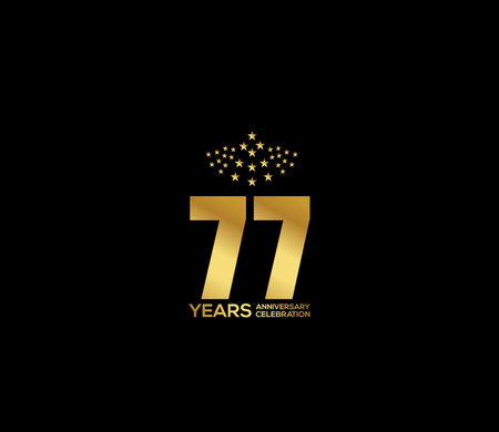 77 Year Anniversary Vector Template Design Illustration Gold Elegant White Backgroundのイラスト素材
