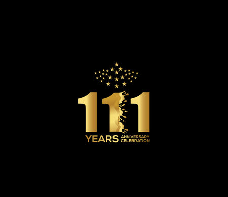 111 Year Anniversary Vector Template Design Illustration Gold Elegant Black Backgroundのイラスト素材