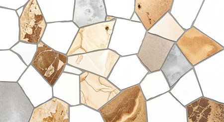 Seamless pattern of white, brown and beige marble tilesの素材