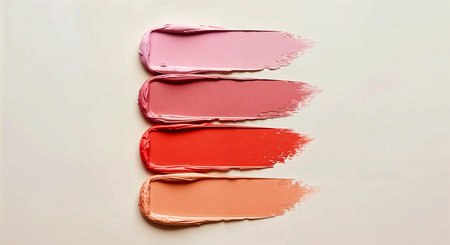 Colorful lip glosses on a white background, close-upの素材