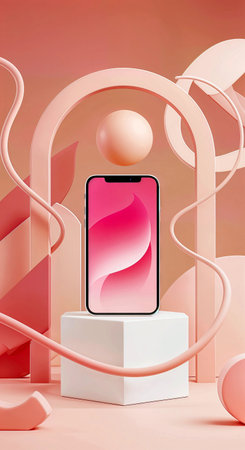 Abstract background with geometric shapes, 3d render. Minimal design.の素材