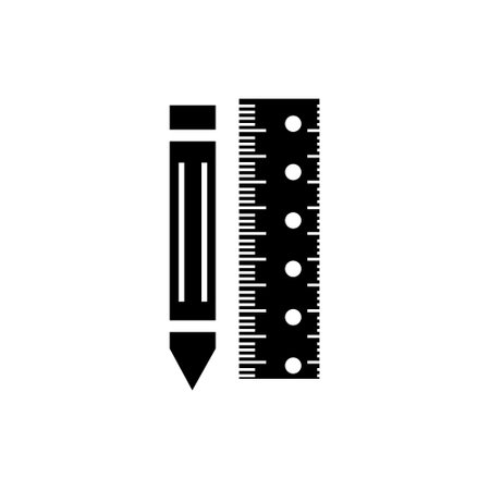 Pencil and ruler icon. Flat design style eps 10. Construction tools vector.のイラスト素材