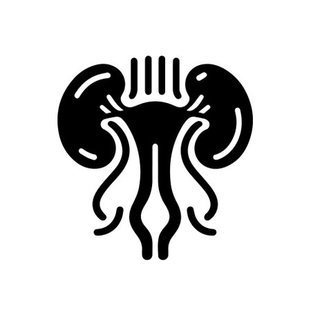 Urinary bladder icon black and white flat vectorのイラスト素材