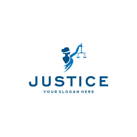 Modern blue justice lady crown suitably for law firm, health care, crown, blinded, cable etcのイラスト素材
