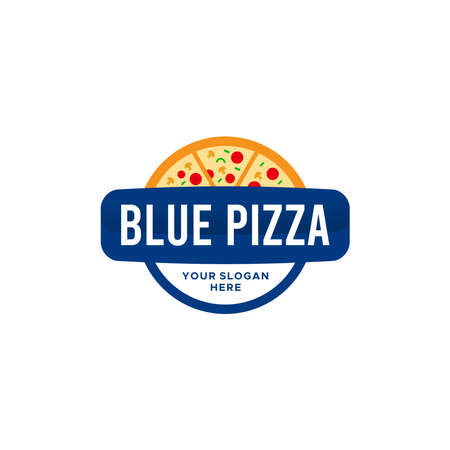 modern pizza logo design with sprinkles of food toppingsのイラスト素材