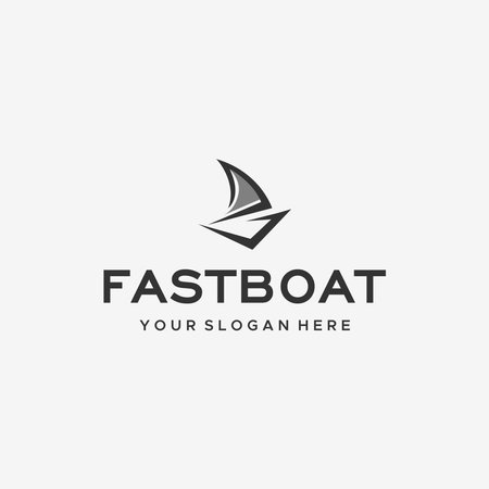 minimalist FASTBOAT boat going fast logo designのイラスト素材