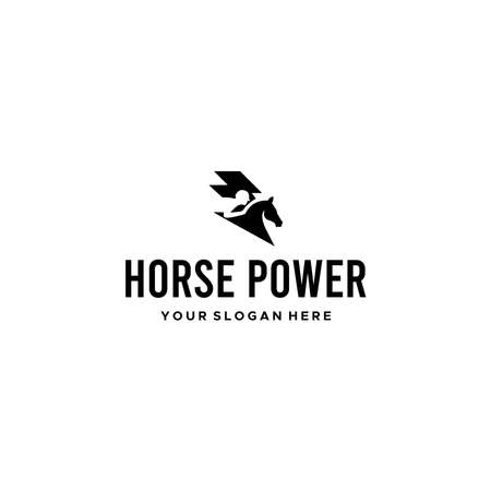 flat horse power equestrian racing logo designのイラスト素材