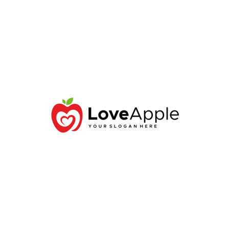 modern Love Apple healthy hearts leaf logo designのイラスト素材