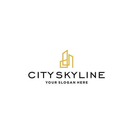 minimalist CITY SKYLINE building town Logo designのイラスト素材