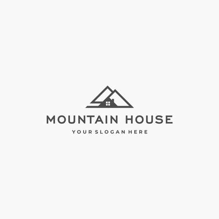 flat MOUNTAIN HOUSE peak home chimney Logo designのイラスト素材