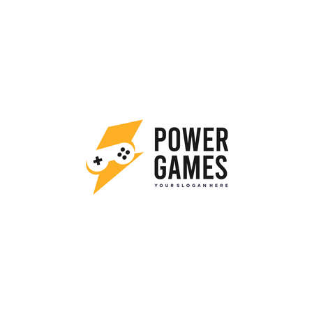modern POWER GAMES game stick lightning Logo designのイラスト素材