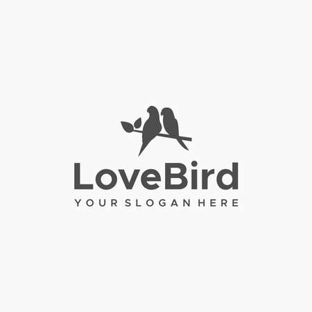 flat Love Bird birds branches couple Logo designのイラスト素材