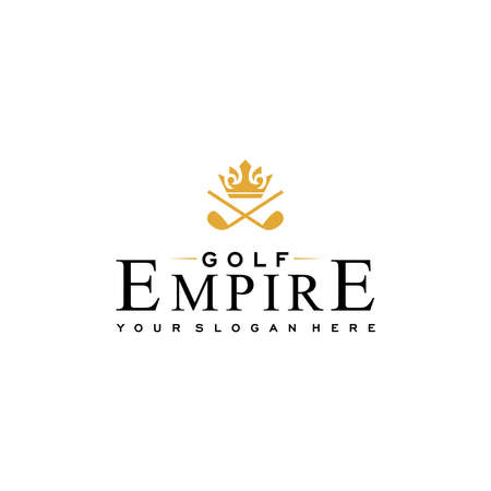 modern kingdom GOLF EMPIRE stick crown Logo designのイラスト素材