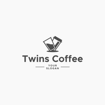 minimalist Twins Coffee mug two cup logo designのイラスト素材