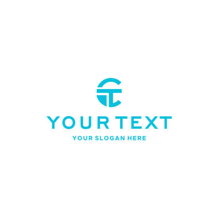 flat lettermark initial CT letter logo designのイラスト素材
