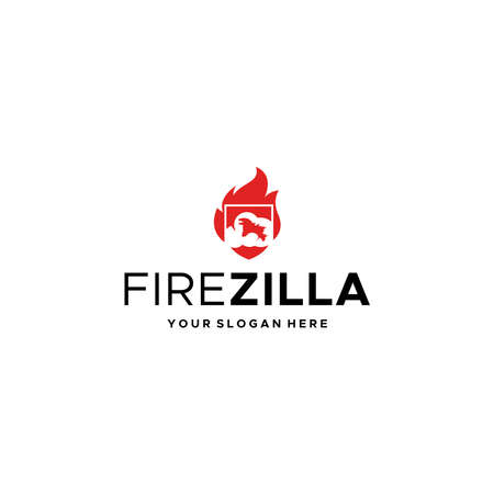 Flat FIREzilla blaze flame logo designのイラスト素材