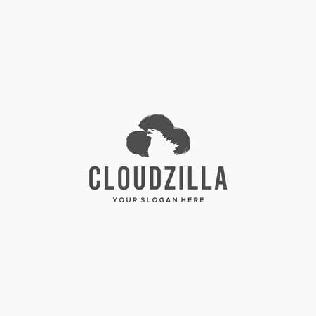 Flat sketch cloudzilla scary fire cloud logo designのイラスト素材