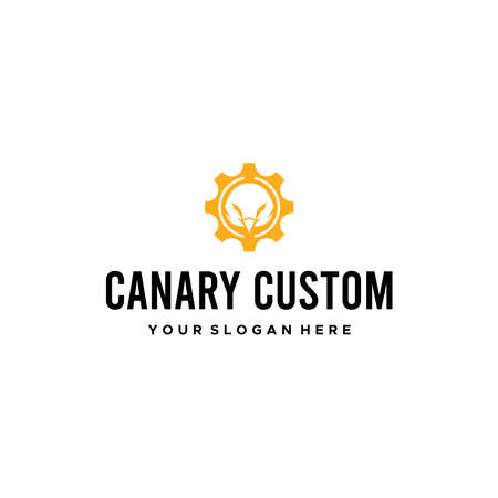 minimalist CANNARY CUSTOM gear bird logo designのイラスト素材