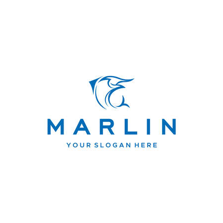 minimalist MARLIN fish animal creature logo designのイラスト素材
