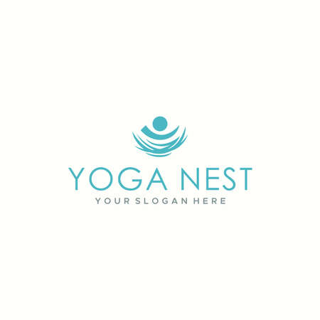 flat YOGA NEST people den lair digs Logo designのイラスト素材
