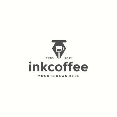 minimalist inkcoffee pen Cup glass logo designのイラスト素材