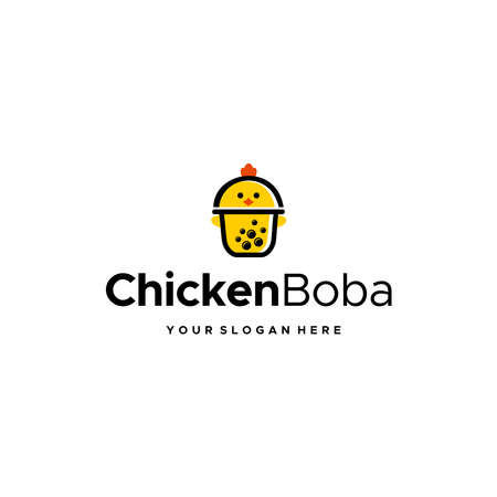 modern ChickenBoba coock chick boba logo designのイラスト素材