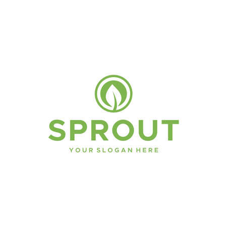 minimalist SPROUT leaf plants circle logo designのイラスト素材