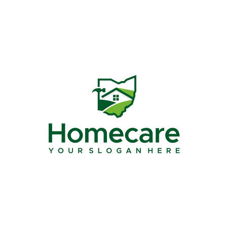 minimalist Home care building hammer Logo designのイラスト素材