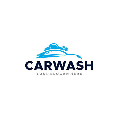 minimalist CARWASH foam buble car logo designのイラスト素材
