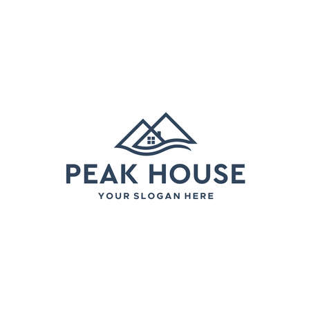 minimalist PEAK HOUSE mountain home Logo designのイラスト素材