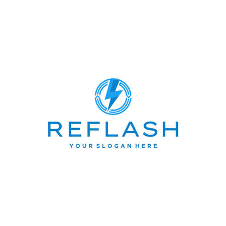 minimalist REFLASH electricity circle logo designのイラスト素材